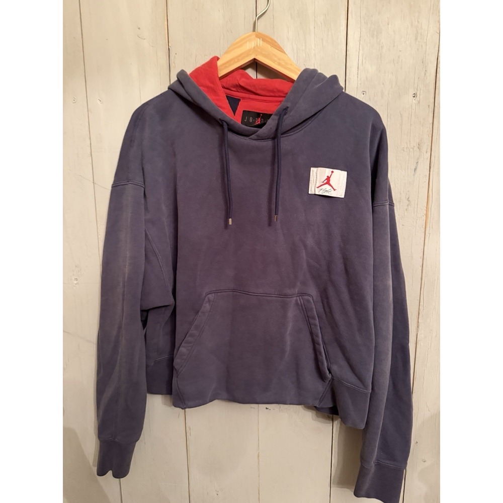 Jordan Flight Jumpman Women's Large‎ Vintage Wash Blue Hoodie Garment Dyed